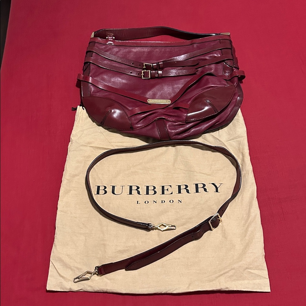 Burberry Deep Red Leather Shoulder Bag - Picture 11 of 16